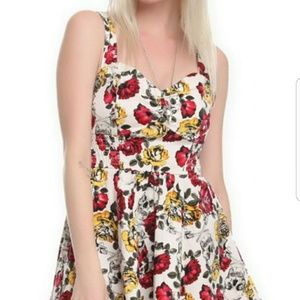 Hot Topic Pinup Skulls and Flowers Dress